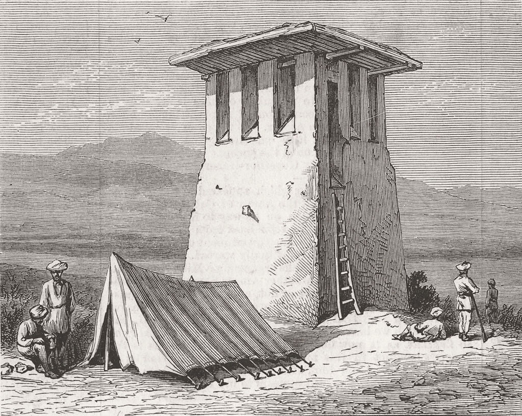 PAKISTAN. Outlook House, near the Khyber Pass 1878 old antique print picture